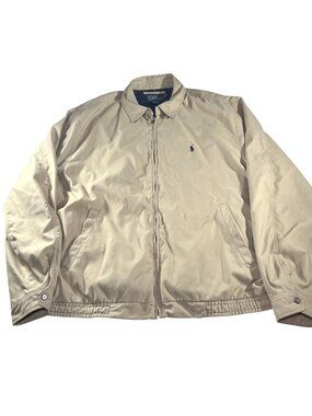 Vintage Polo Ralph Lauren Mens Beige Bi Swing Harrington Jacket 2XLT Plaid Lined